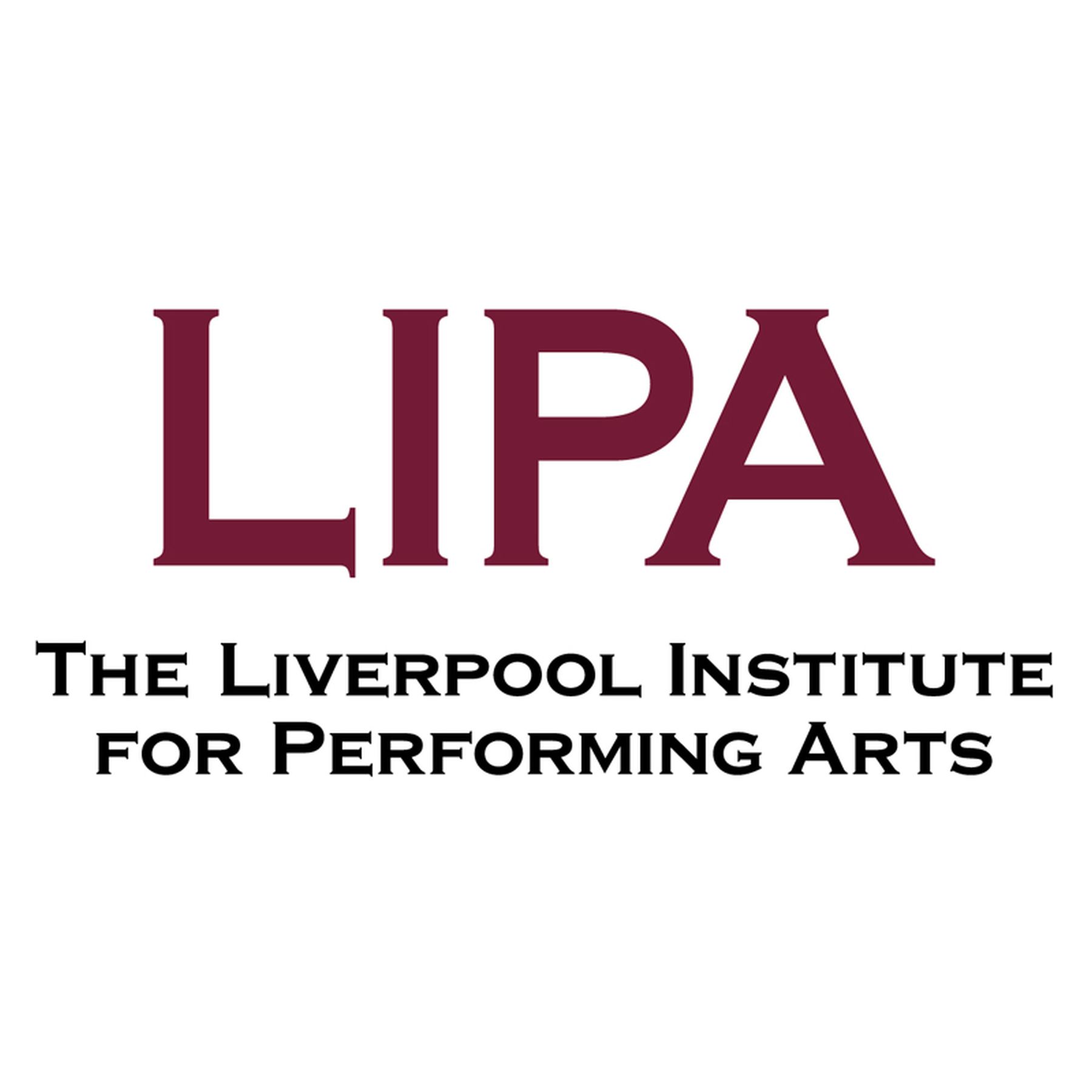 LIPA logo. Reads "LIPA" in red letters, followed by smaller text that says "The Liverpool Institute for Performing Arts"