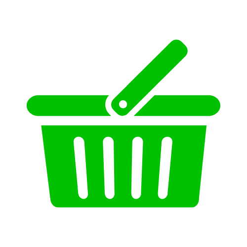 Green shopping basket icon representing retail